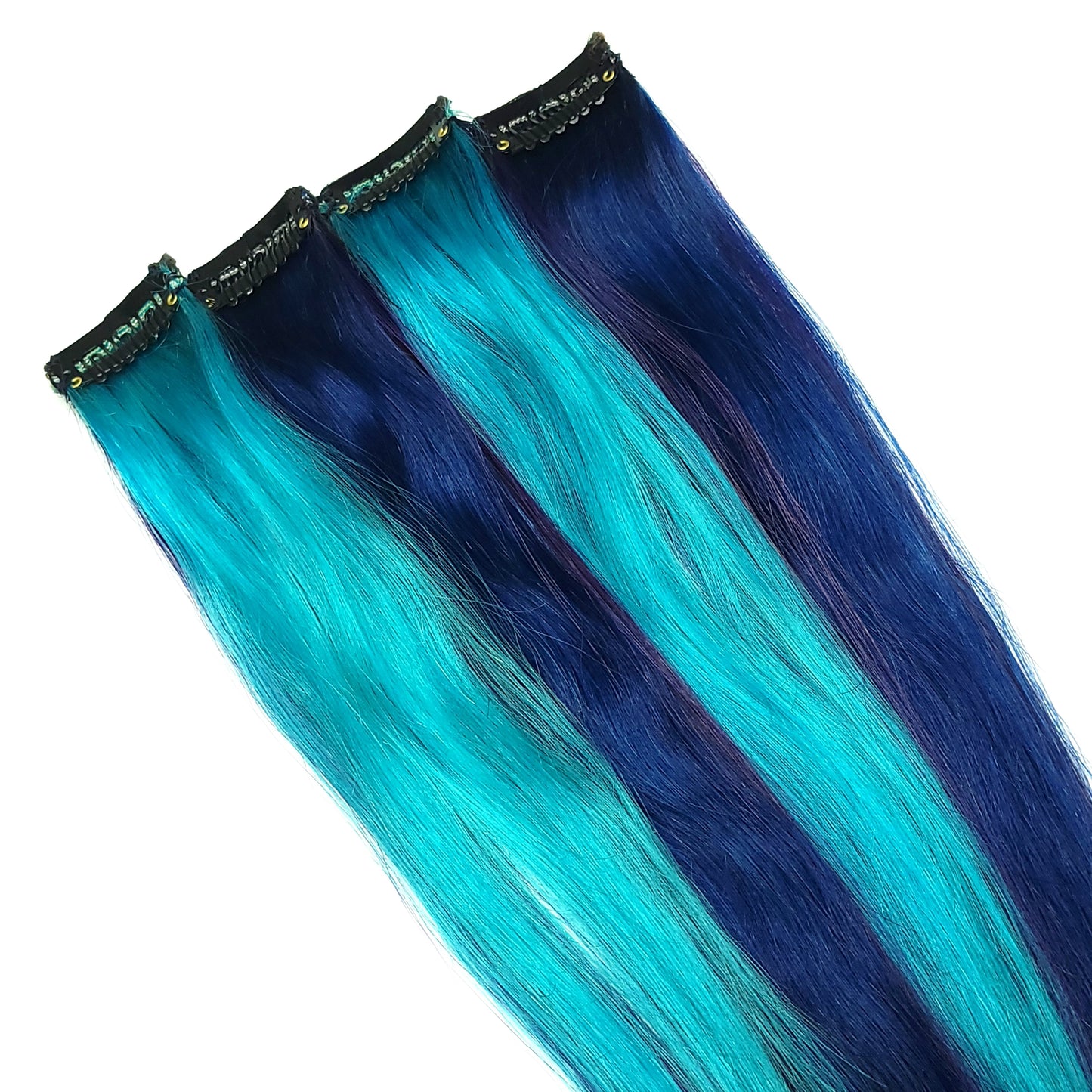 Mood - Blue and Purple Clip in Human Hair Extensions Highlights
