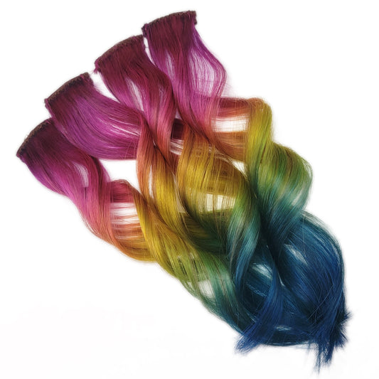 Pink Element Rainbow Clip in Human Hair Extensions Highlights