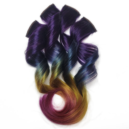 Purple Rainbow Ombre Clip in Human Hair Extensions Highlights