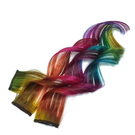 Rainbow clip in human hair extensions Highlights