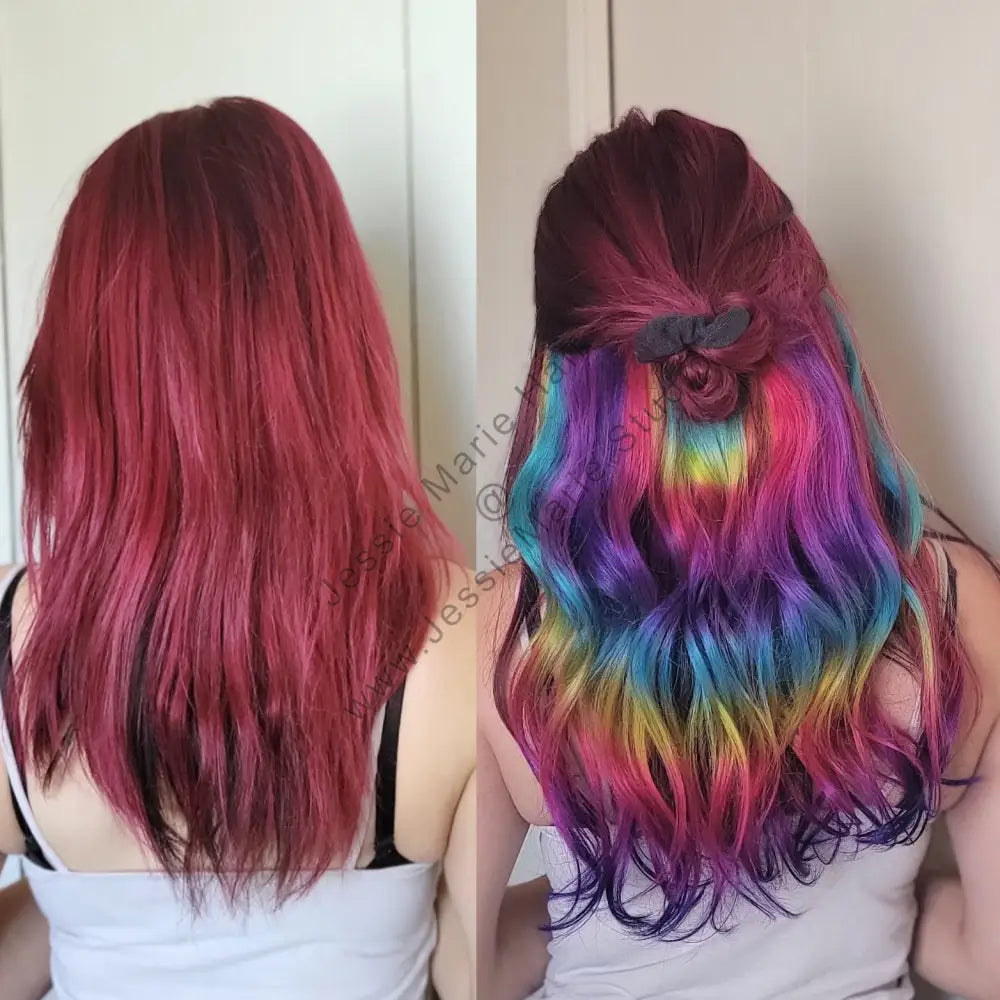 Rainbow Waves One Piece Colored Human Hair Extensions JessieMarieStudio