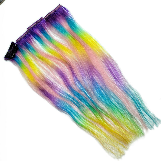 10 inch Pastel Rainbow Ombre Clip in Human Hair Extensions (Ready to Ship)