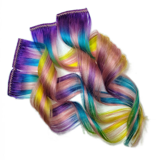 10 inch Pastel Rainbow Ombre Clip in Human Hair Extensions (Ready to Ship)