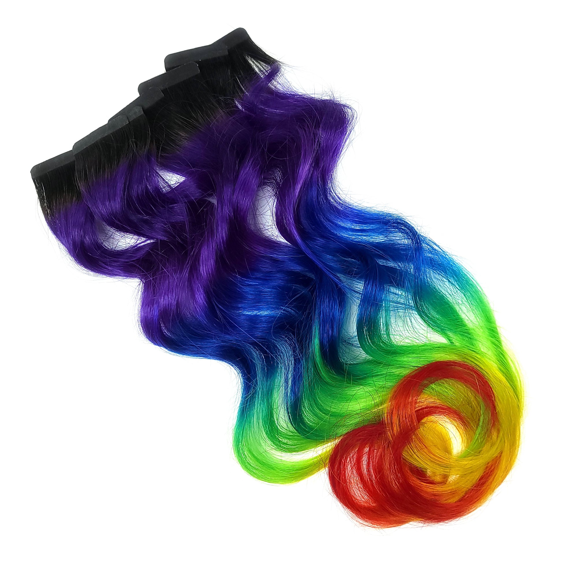 black root purple rainbow tape in human hair extensions
