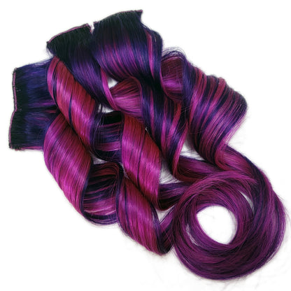 Violet Splash - Purple and Violet Pink Clip in Human Hair Extensions Highlights