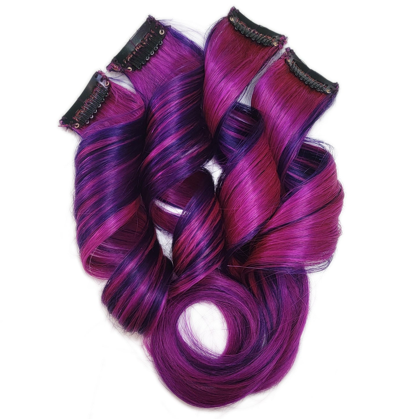 Violet Splash - Purple and Violet Pink Clip in Human Hair Extensions Highlights