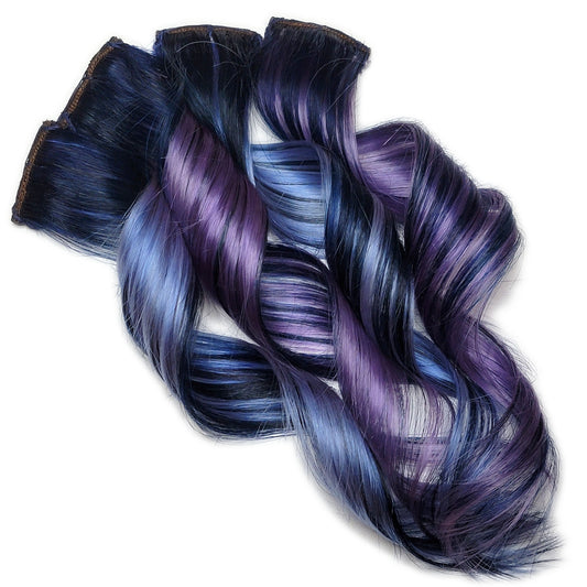 Moonlight Blue and Purple Clip in Human Hair Extensions Highlights