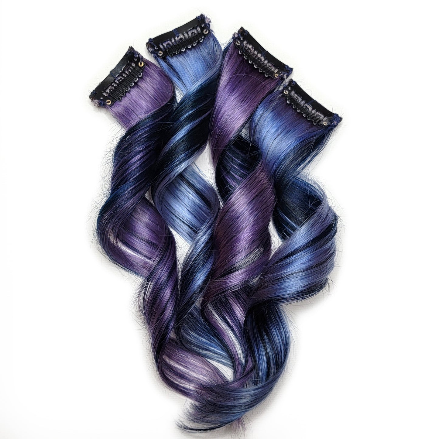 Moonlight Blue and Purple Clip in Human Hair Extensions Highlights