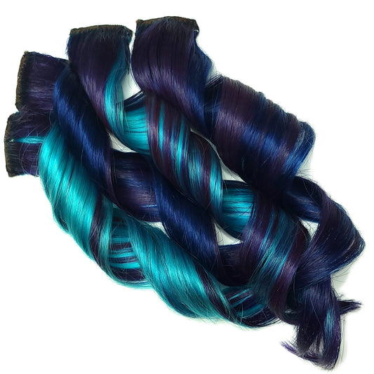 Mood - Blue and Purple Clip in Human Hair Extensions Highlights