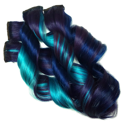 Mood - Blue and Purple Clip in Human Hair Extensions Highlights