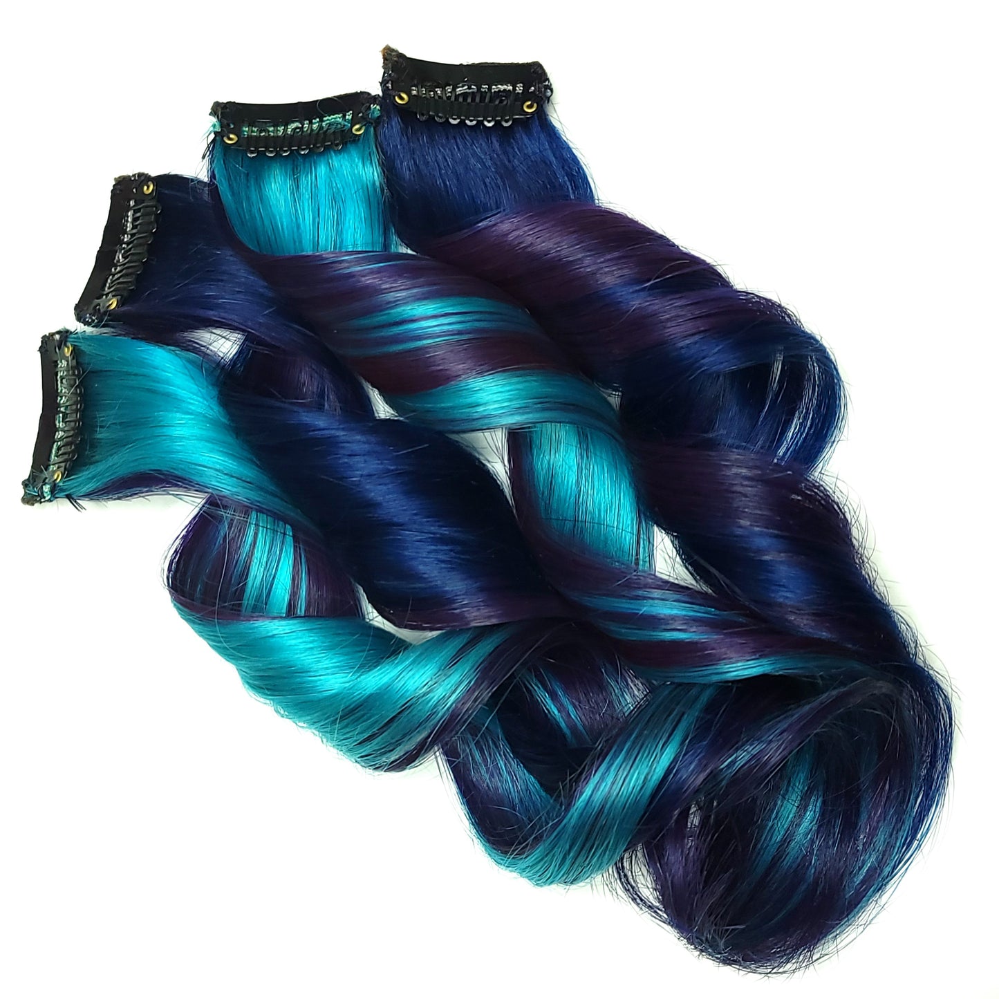 Mood - Blue and Purple Clip in Human Hair Extensions Highlights