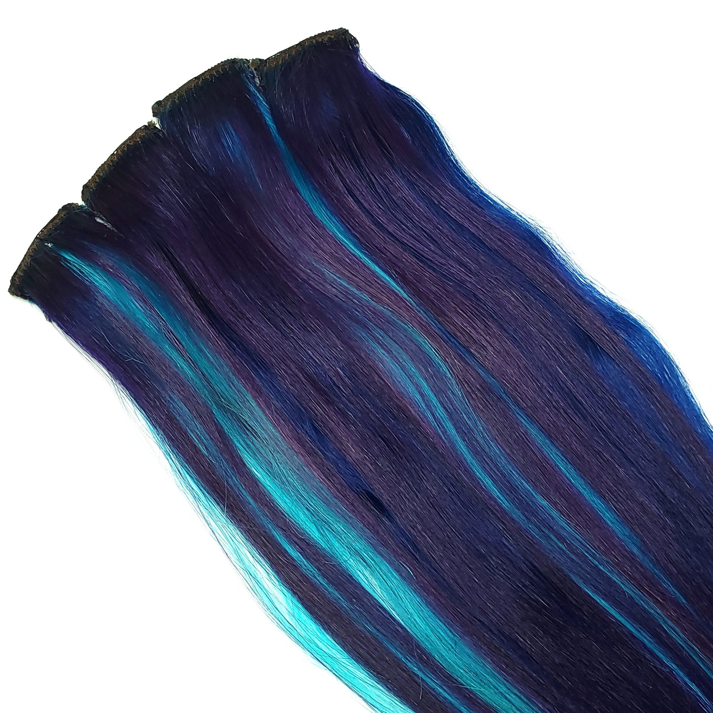 Mood - Blue and Purple Clip in Human Hair Extensions Highlights
