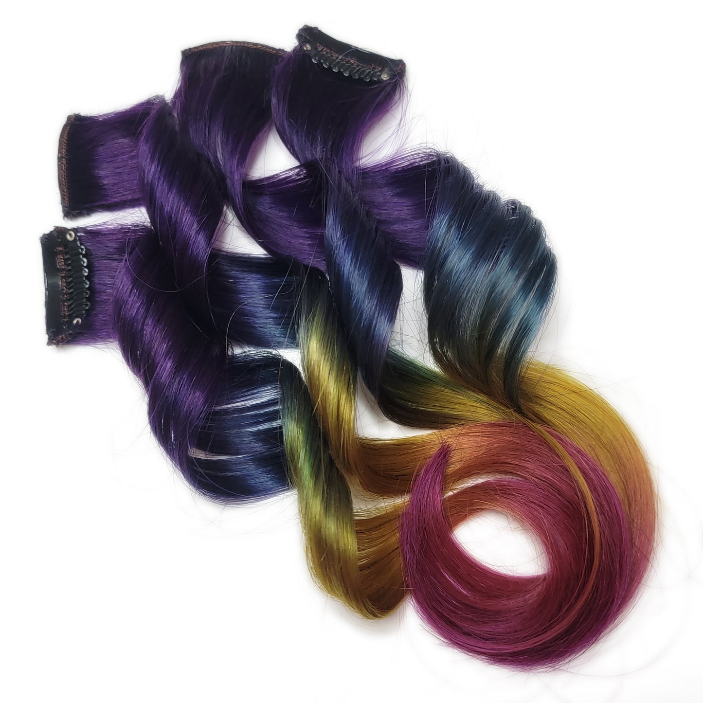 Purple Rainbow Ombre Clip in Human Hair Extensions Highlights