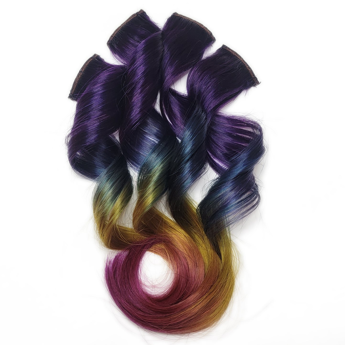 Purple Rainbow Ombre Clip in Human Hair Extensions Highlights