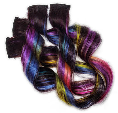 10 inch Life's a Beach Rainbow Ombre Clip in Human Hair Extensions (Ready to Ship)