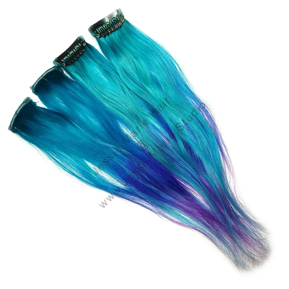 blue light blue fuchsia ombre hair