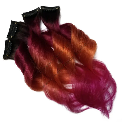 red orange and fuchsia ombre hair