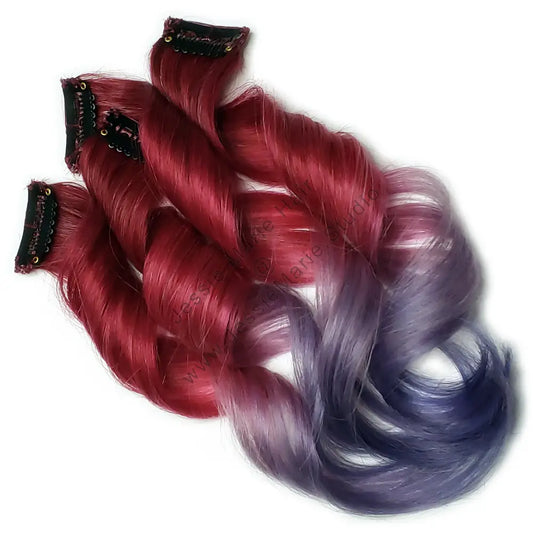 red and purple ombre hair - pastel periwinkle highlights - For christmas or winter colored hairstyles