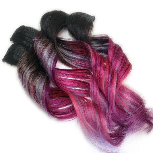 pink blue and purple natural black Root Hair Extensions