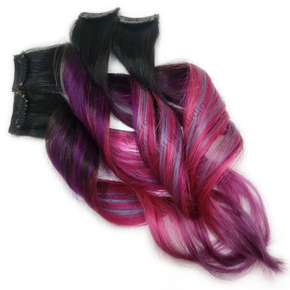 pink light blue and purple Hair Extensions