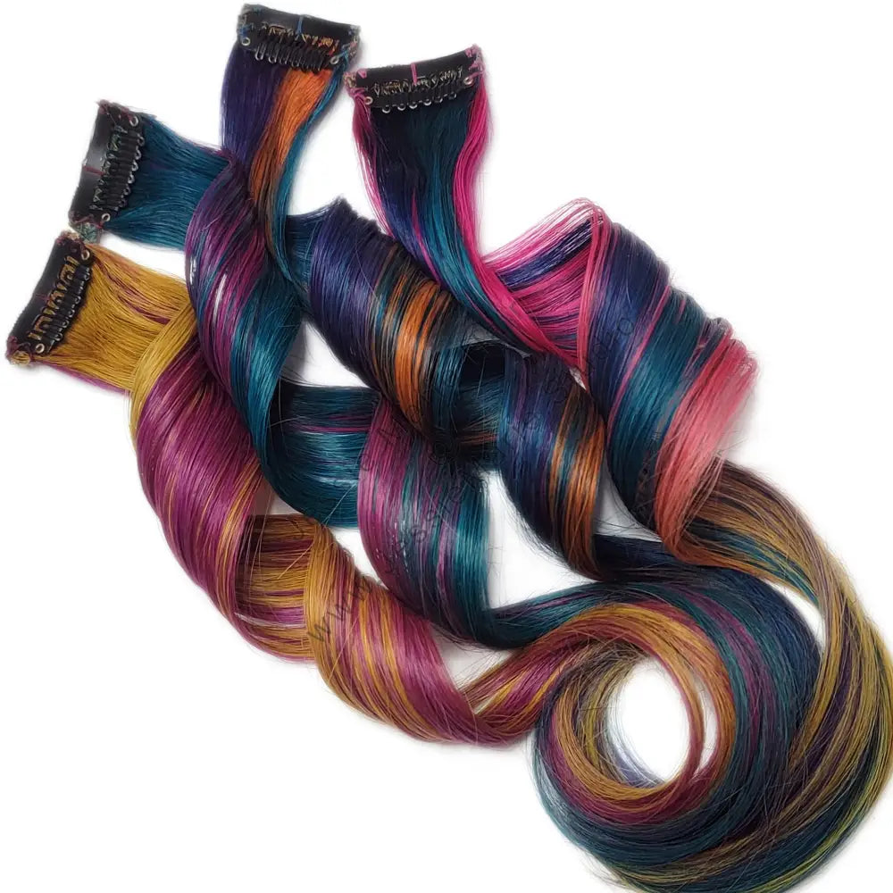 vibrant colored clip in human Hair Extensions