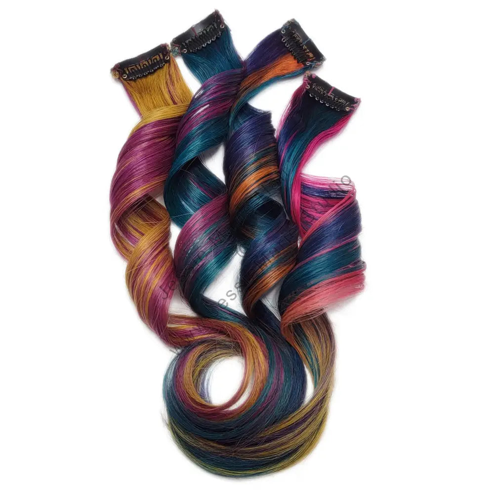 colorful clip in human hair extensions