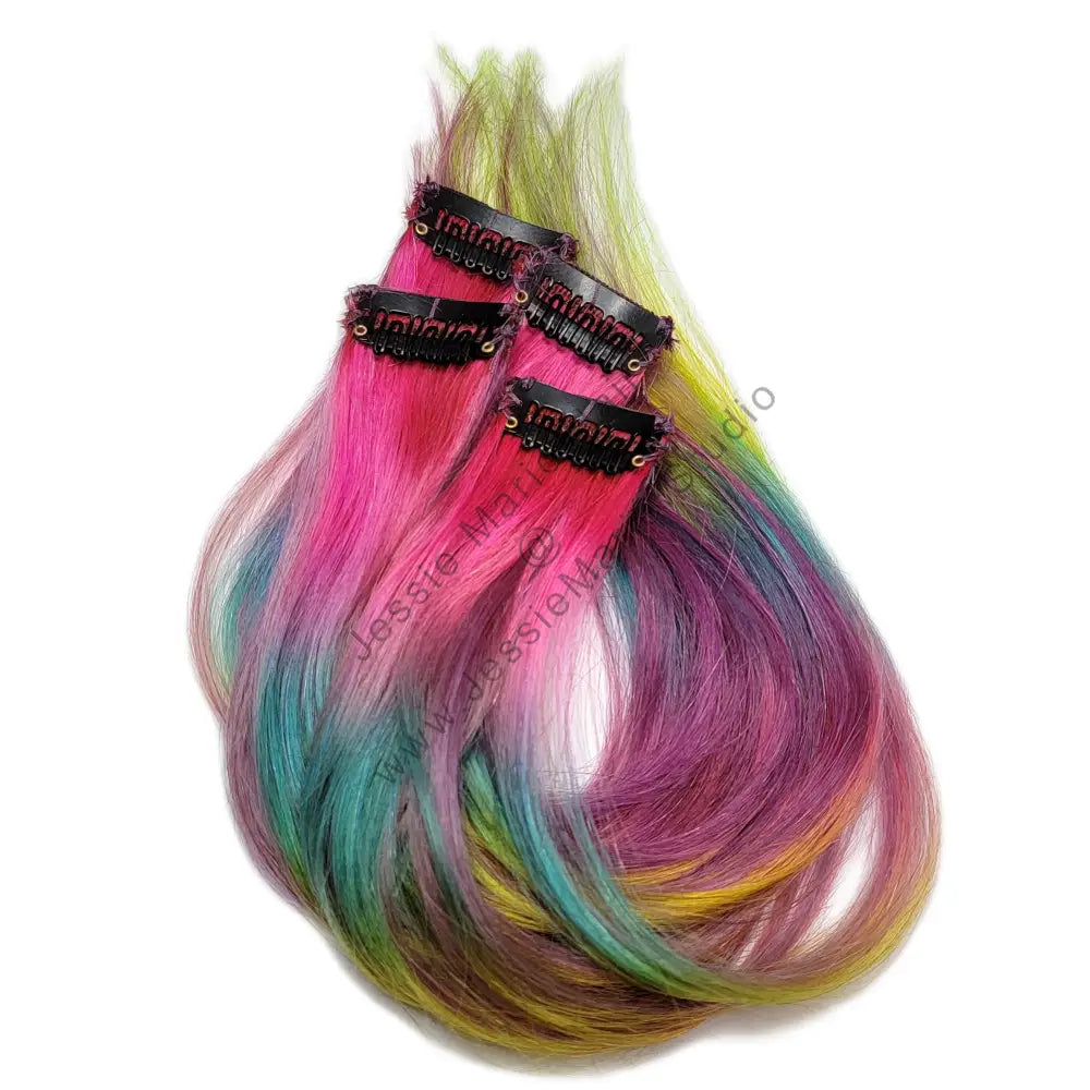 Pink and Purple Pastel Rainbow colored rainbow hair extensions