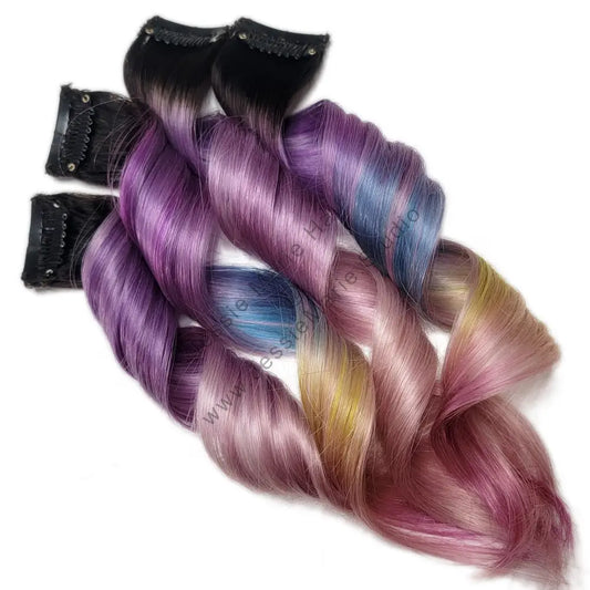 pastel unicorn colored hair accessories - clip in human hair extensions