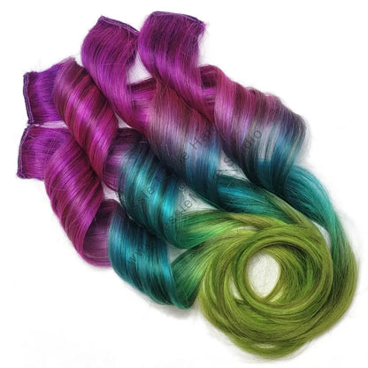 Electra Clip in Remy Human Hair Extensions Violet Jade Green Ombre JessieMarieStudio