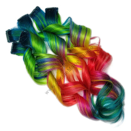 blue and green rainbow color melt hairstyles