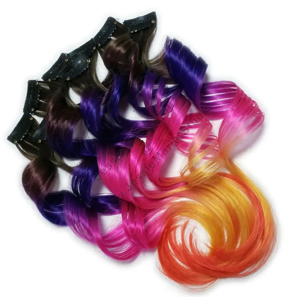 Purple Pink Yellow Sunset Ombre remy tape in human hair extensions