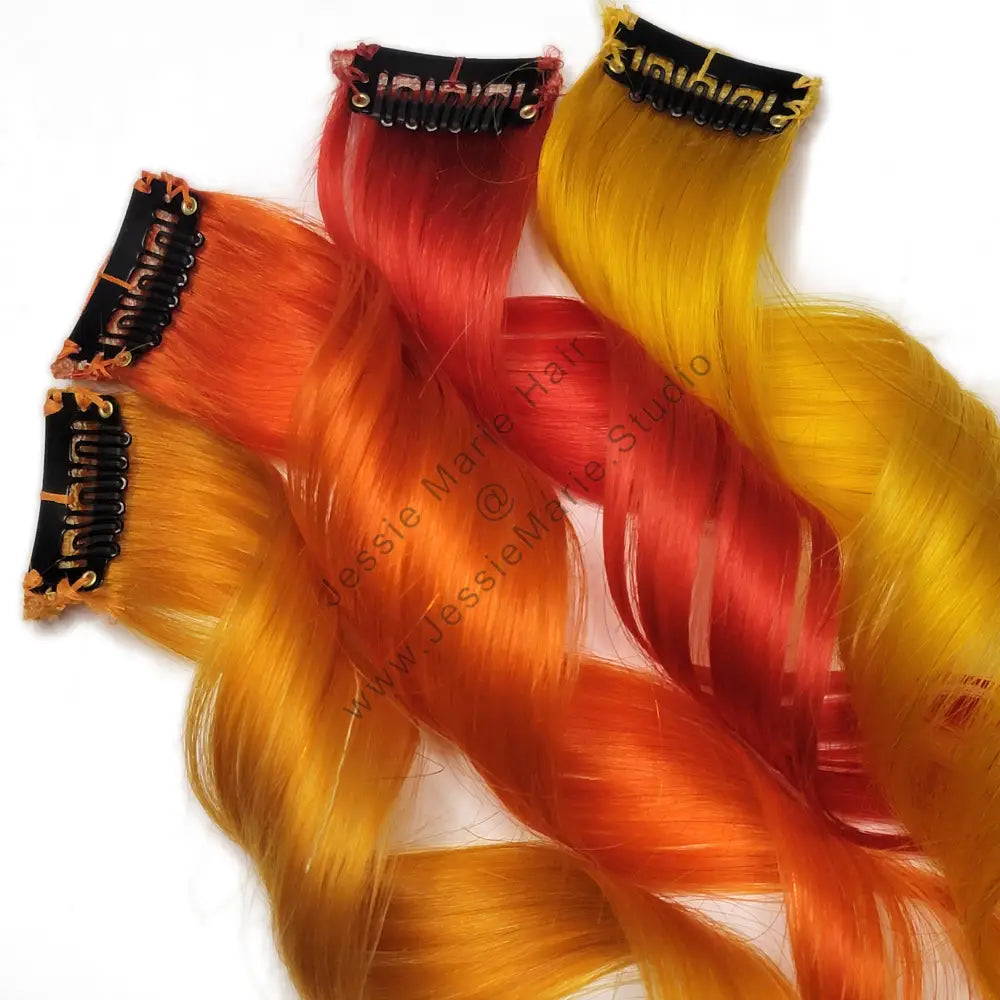 orange, red and yellow hair - halloween and fall hairstyles - fire colored hair