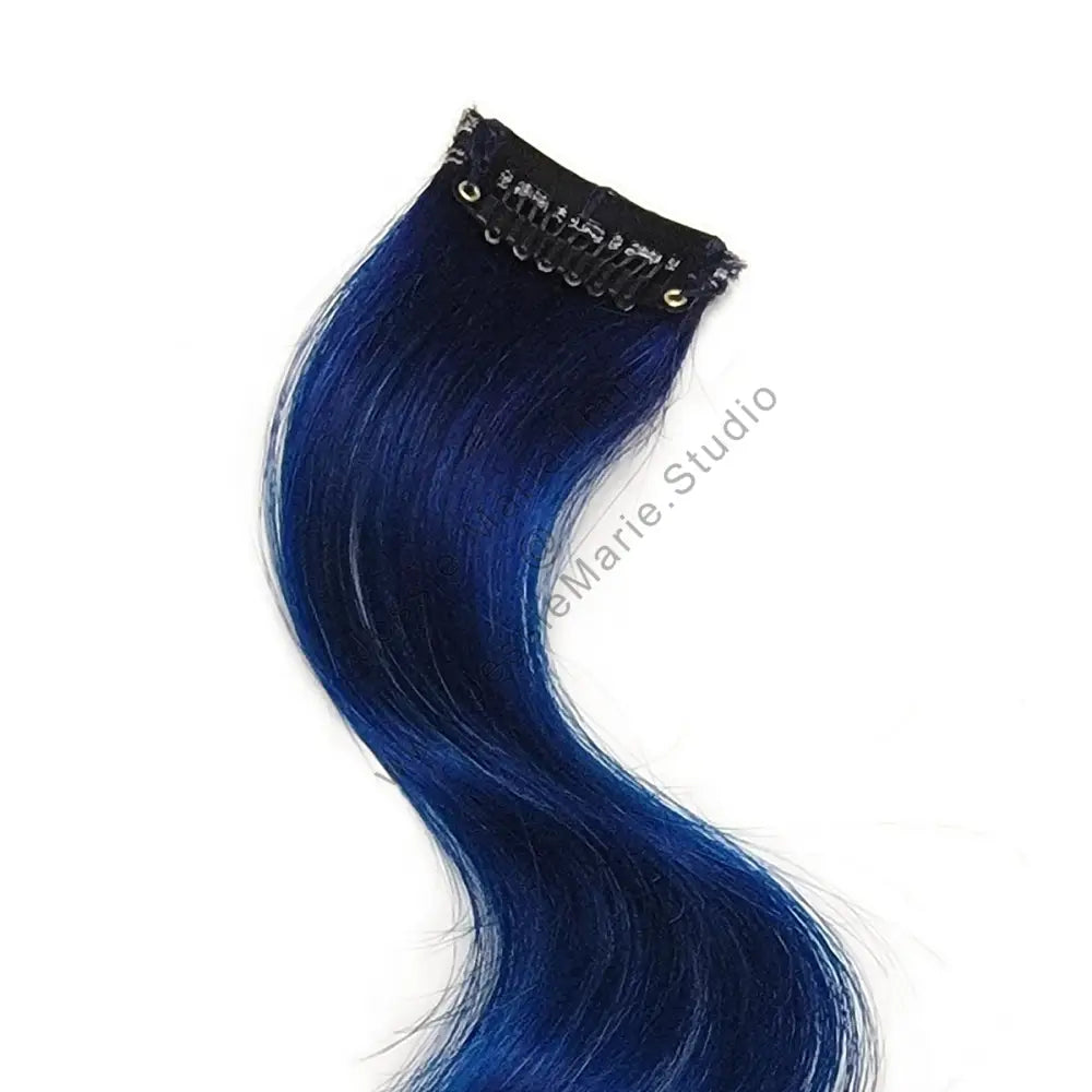 blue clip in hair extensions