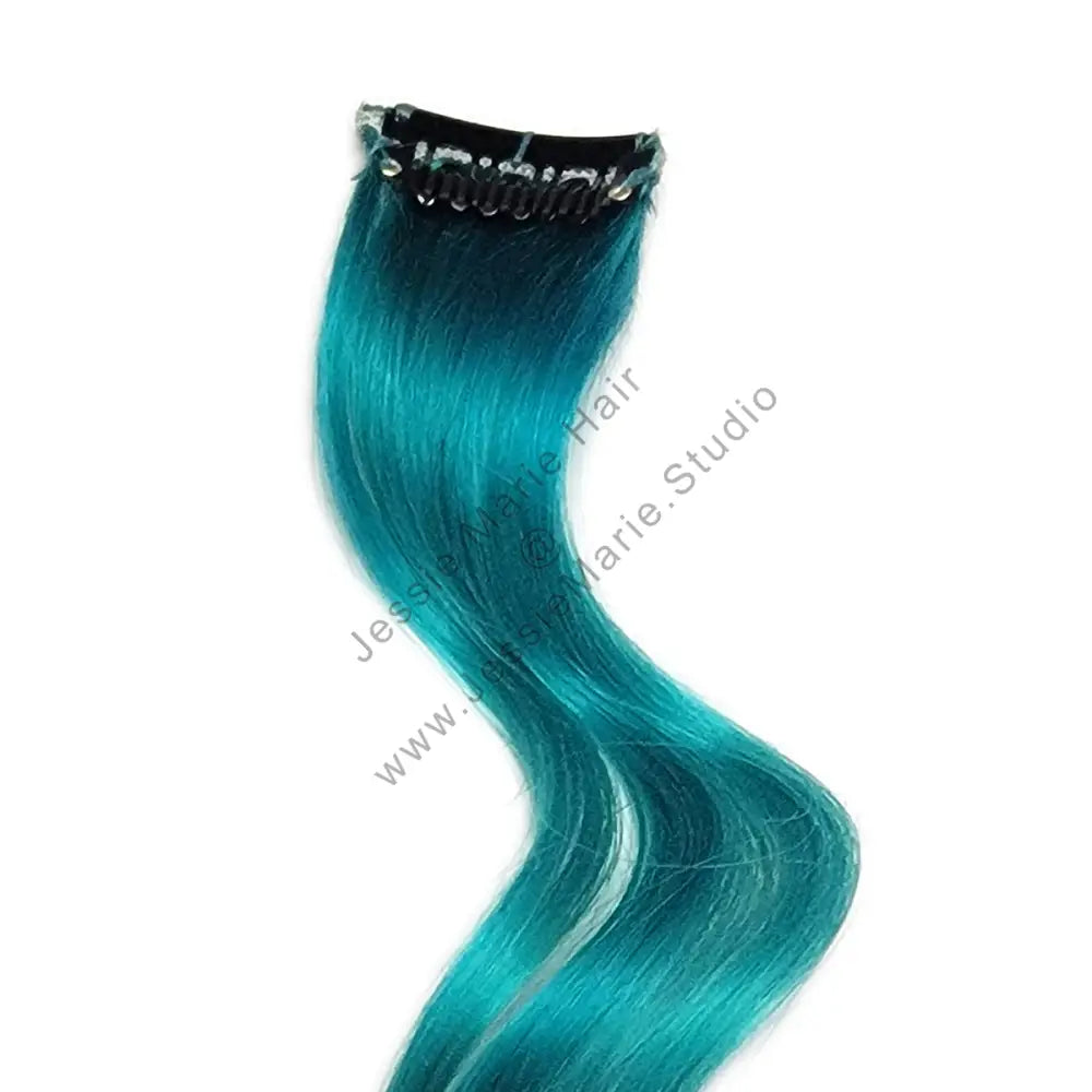 turquoise blue clip in hair extensions