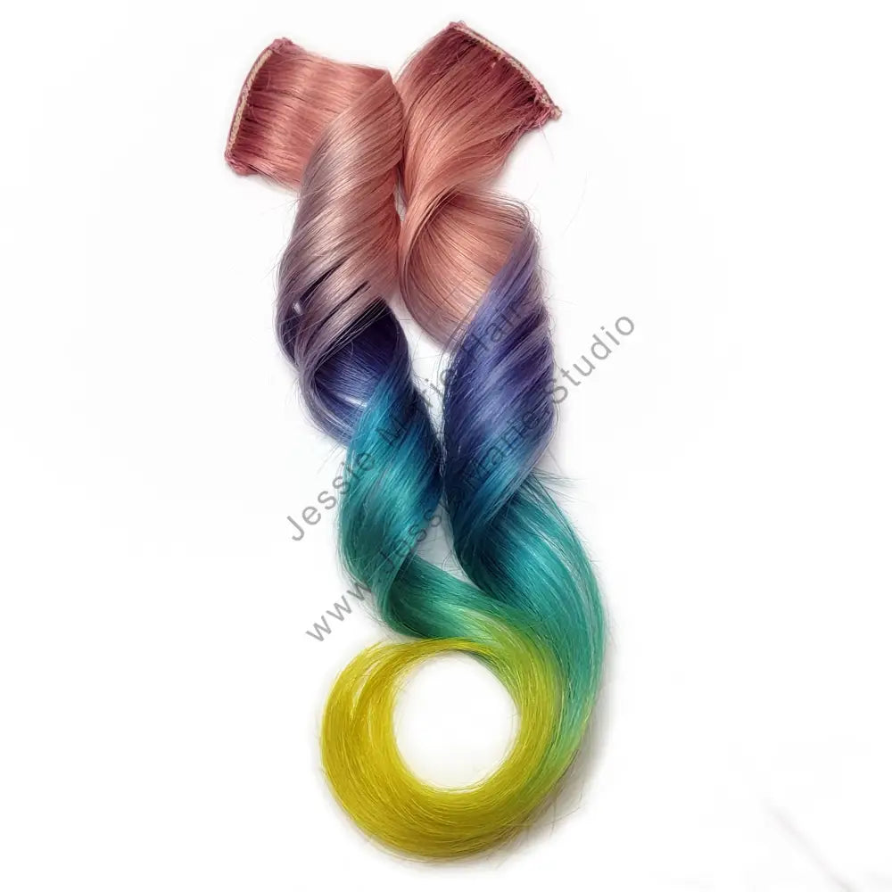 peach rainbow colored hair