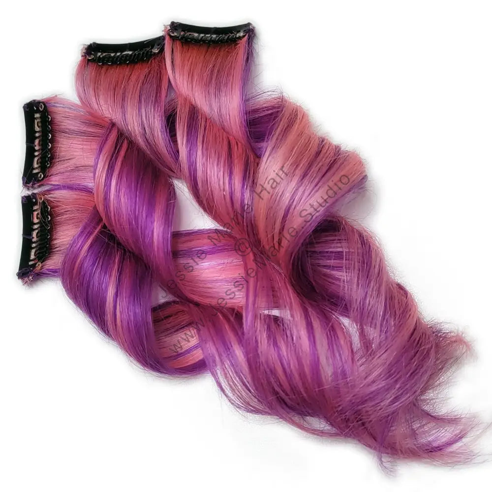 Pastel Purple and Pink Colored Human Hair Extensions