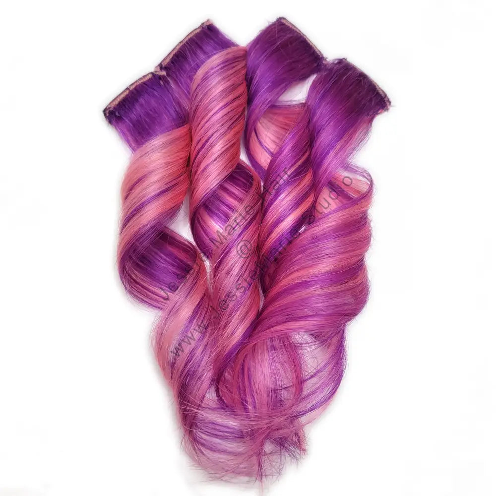 Purple and Pink Remy Clip in Human Hair Extensions