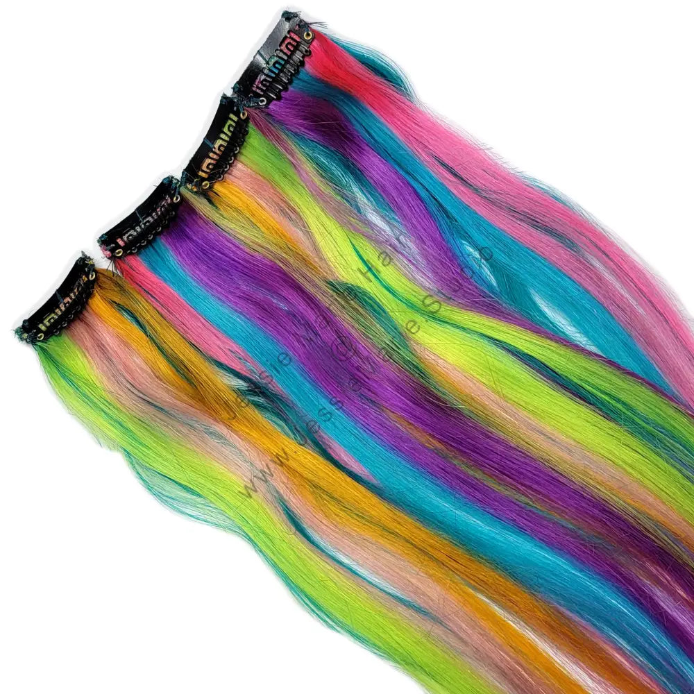 rainbow colored highlights hair extensions