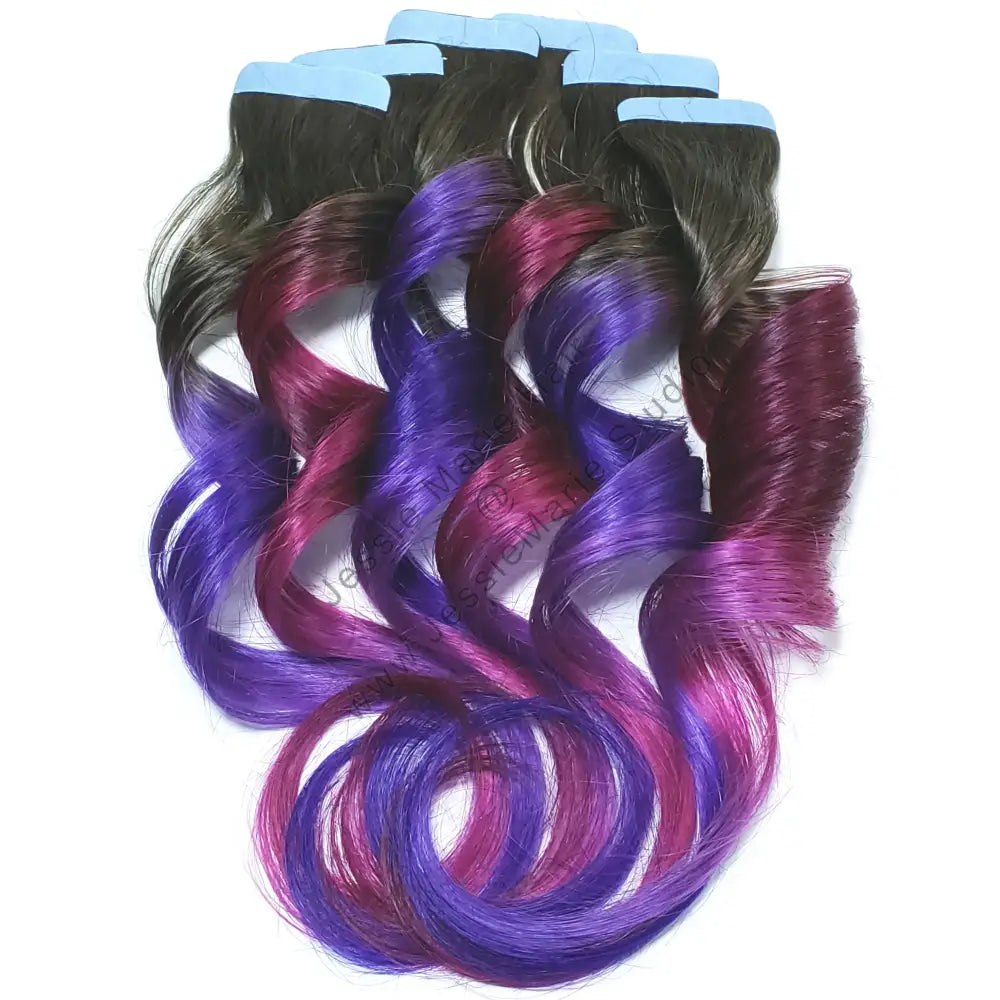 burgundy and purple tape in remy human hair extensions