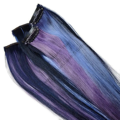 pastel blue and purple highlights