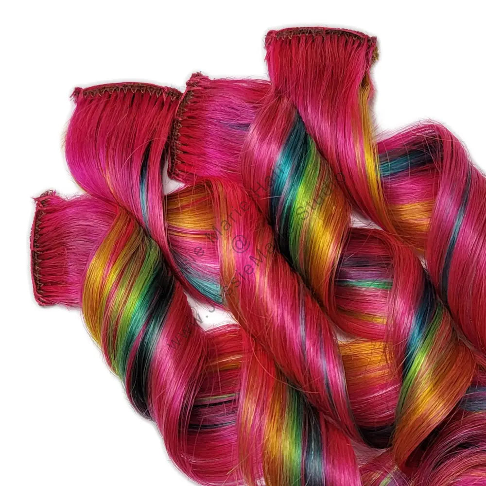 pink rainbow colored highlights - Vibrant Hairstyles