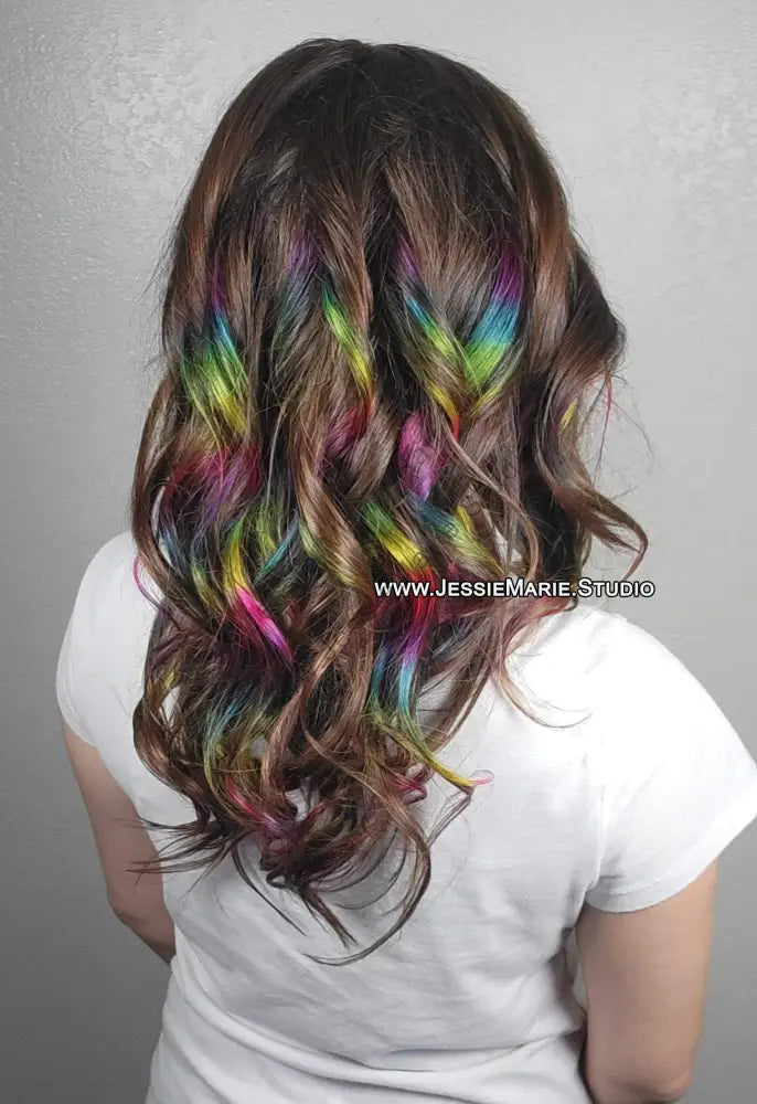 Curly Rainbow colors in Brown hair