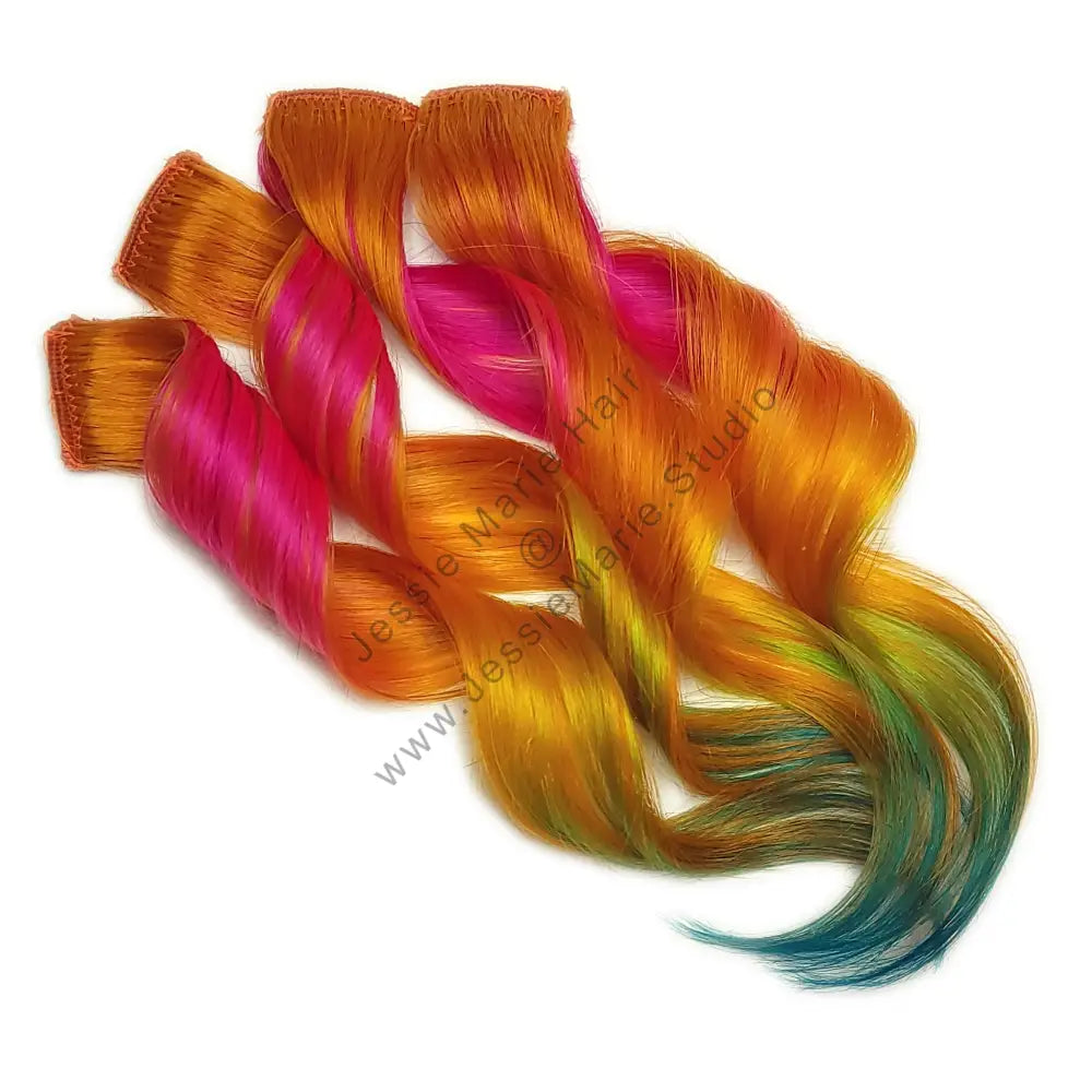 sunset colored rainbow hair