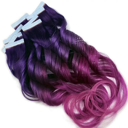 Purple Pink Ombre tape in human hair extensions