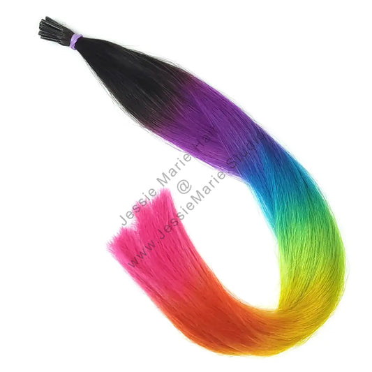 Purple Prisms rainbow i tip human hair extensions