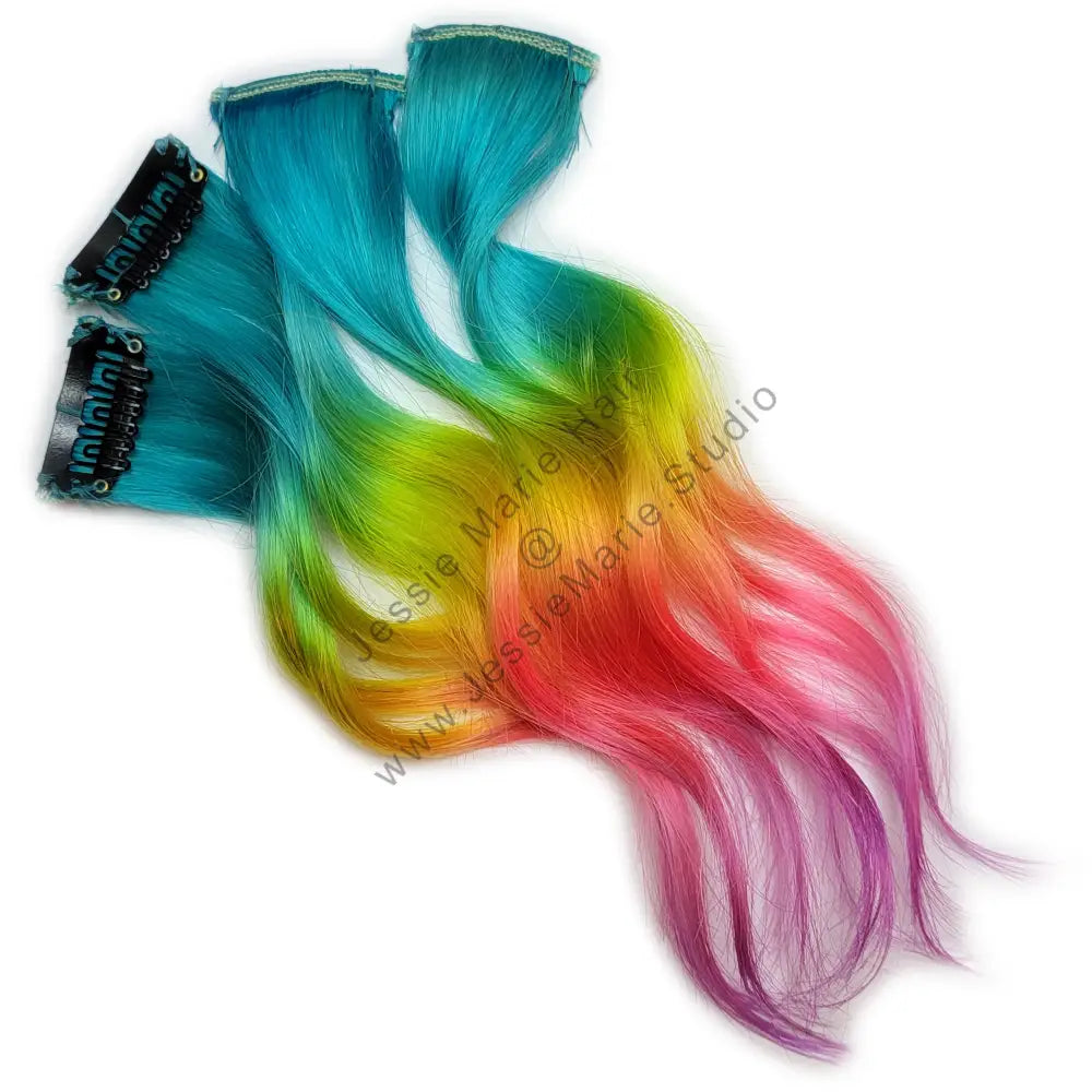 Blue Rainbow Colored Hair