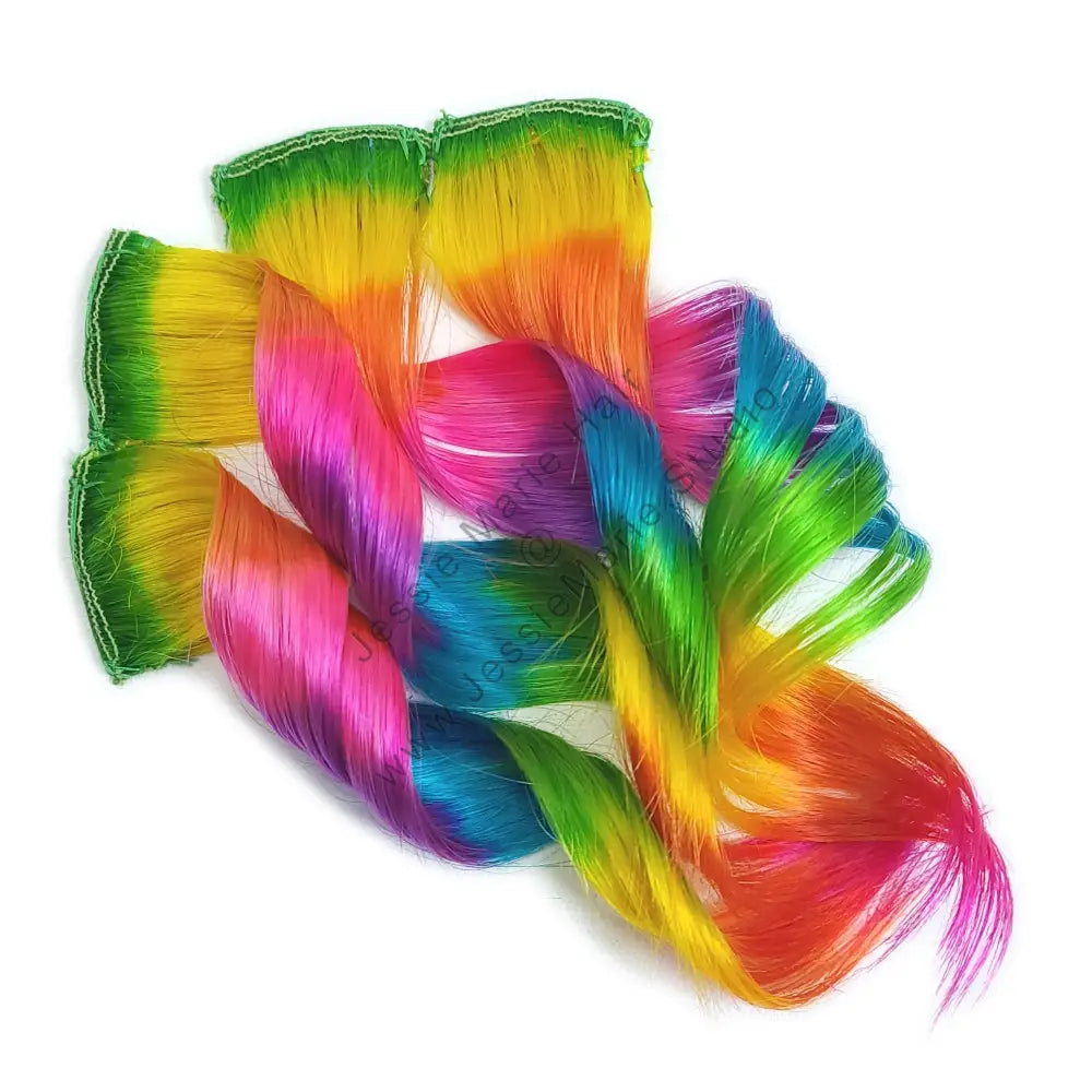 rainbow colored clip in human hair extensions