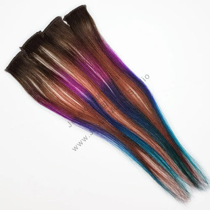 ombre hair with pink purple and aqua blue and rose gold highlights for peacock hairstyles