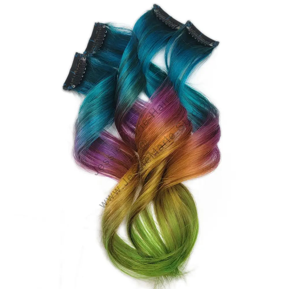 sunset rainbow hair - blue colored rainbow hair