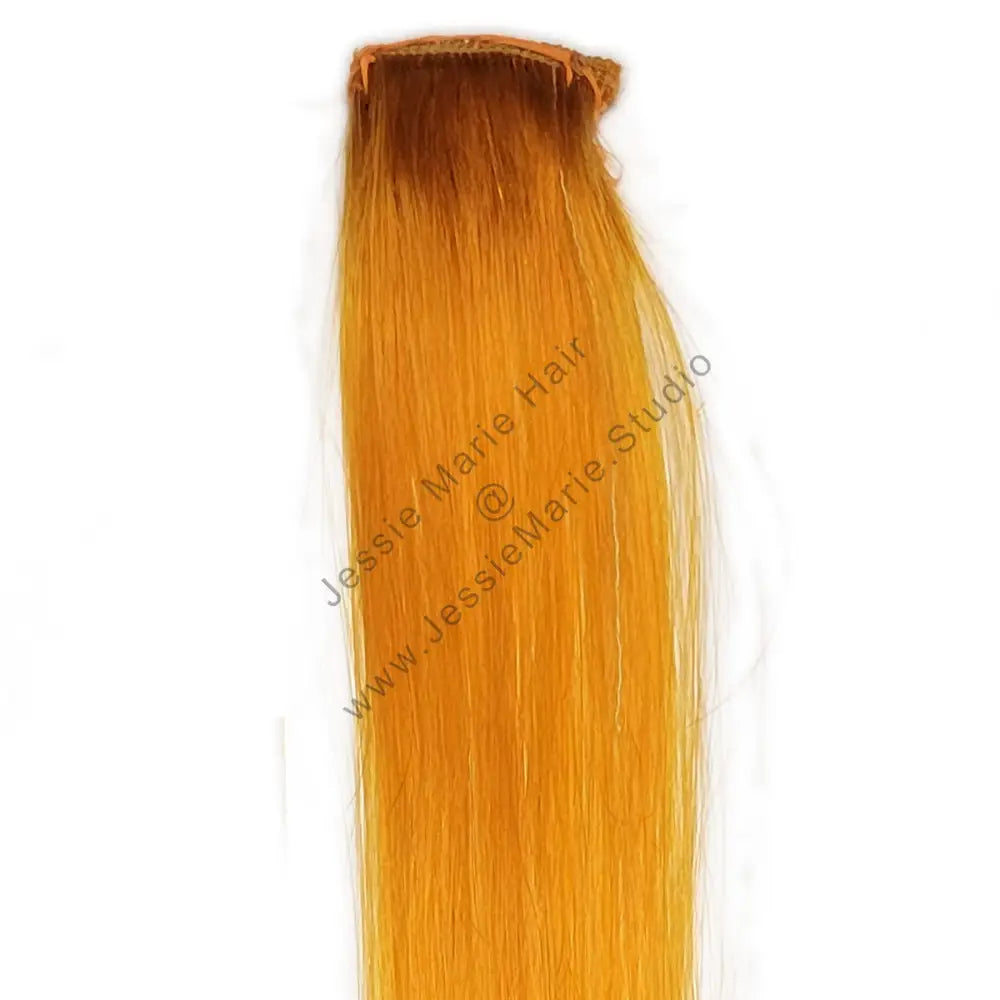 Yellow Orange Rainbow Colored Clip in Human Hair Extensions